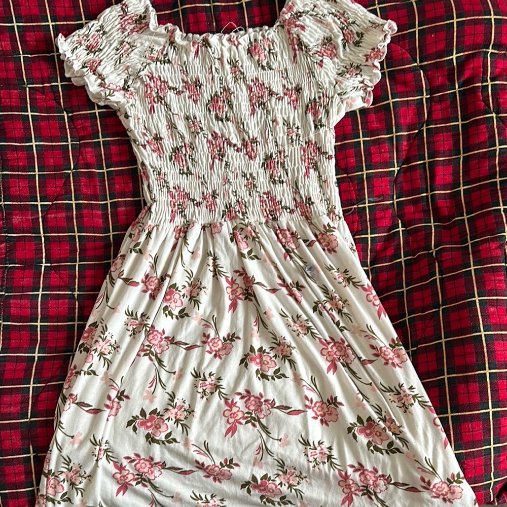 Floral White and Pink Dress
